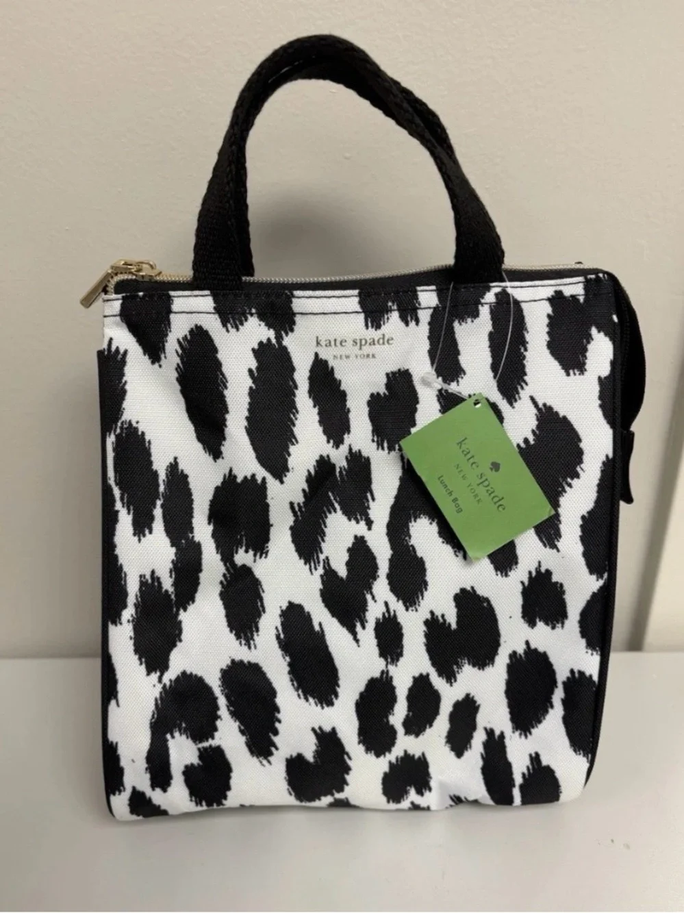 New kate spade New York Black & White Leopard Print Lunch Tote